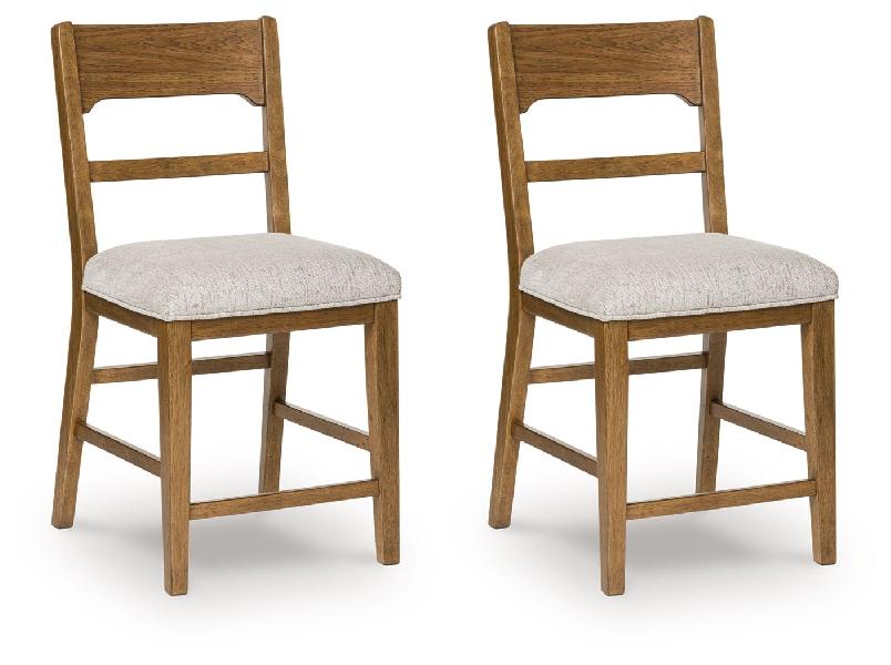 Image of Cabalynn - Upholstered Barstool (Set of 2) - Oatmeal / Light Brown
