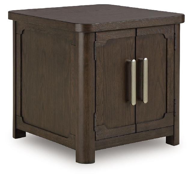 Image of Breckington - Rectangular 2-door End Table - Dark Brown