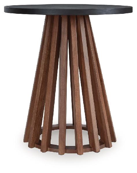 Image of Kallari - Round End Table - Warm Brown / Black