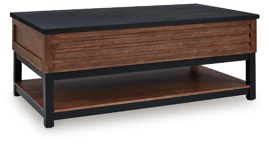 Image of Kallari - Lift Top Cocktail Table - Warm Brown / Black