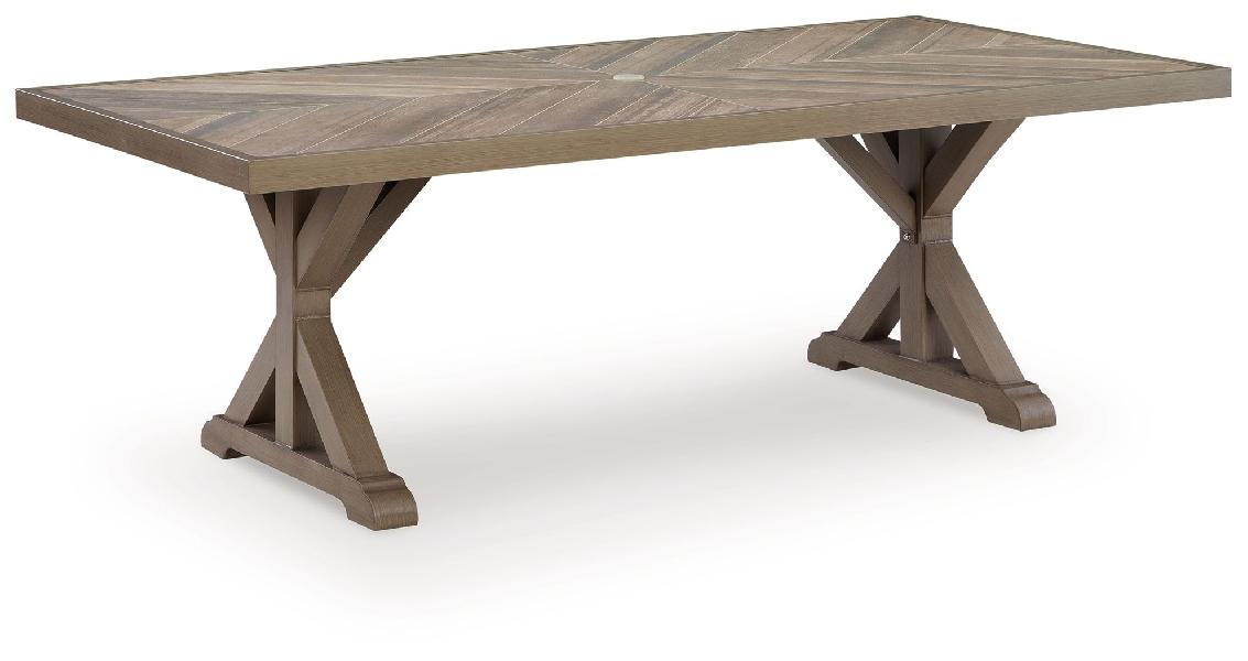 Image of Laguna Heights - Rectangular Dining Table With Umbrella Option - Beige