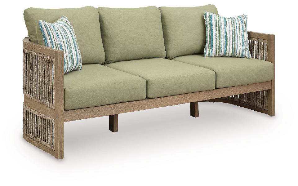 Image of Serena Shores - Sofa With Cushion - Beige / Green