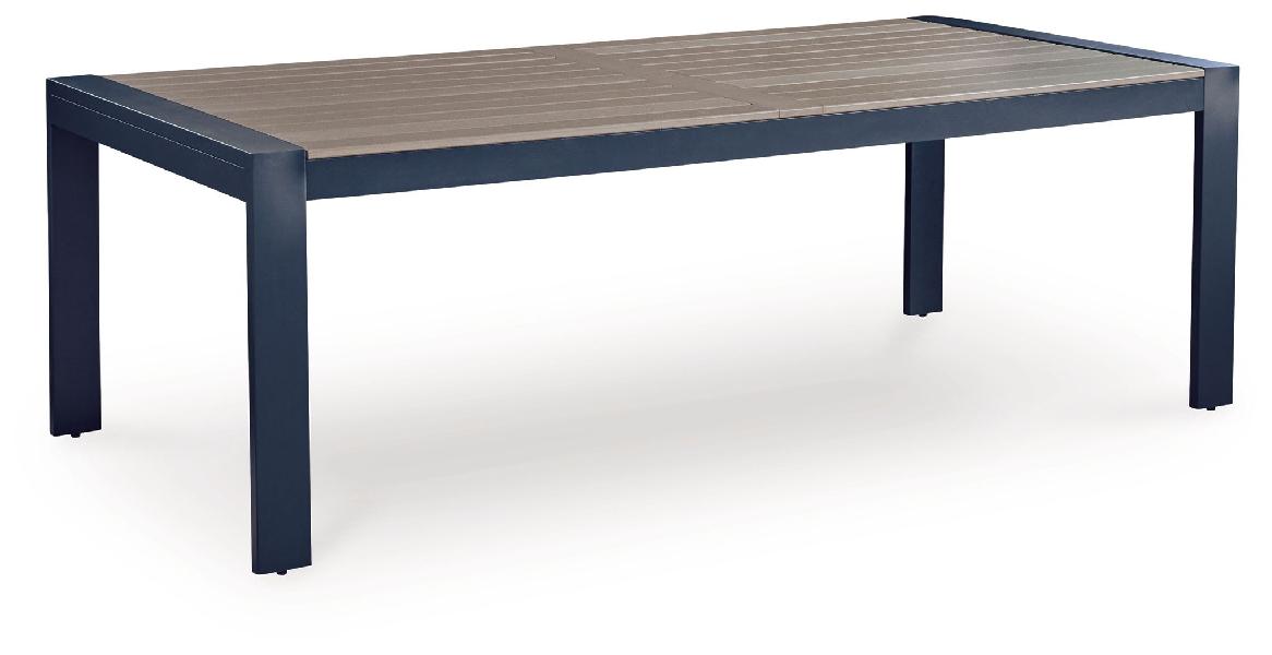 Image of East Beach - Rectangular Dining Table With Umbrella Option - Blue