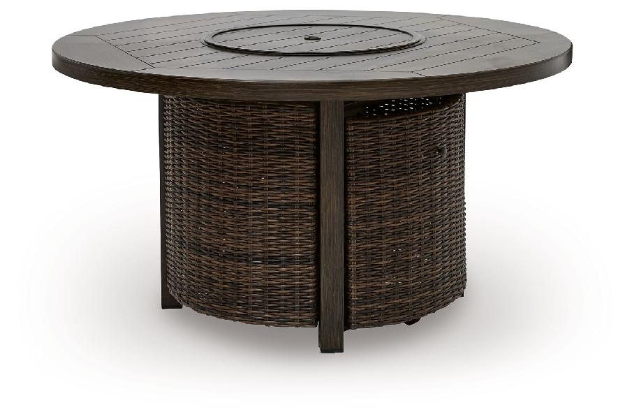 Image of Monterey Point - Round Fire Pit Table - Dark Brown