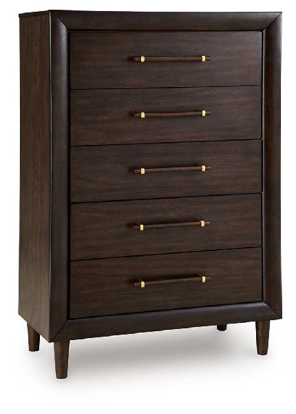 Image of Dantenton - Five Drawer Chest - Merlot