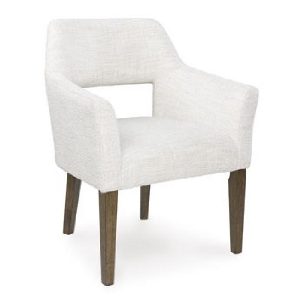 Image of Marxmore - Dining Upholstered Arm Chair (Set of 2) - Beige / Brown