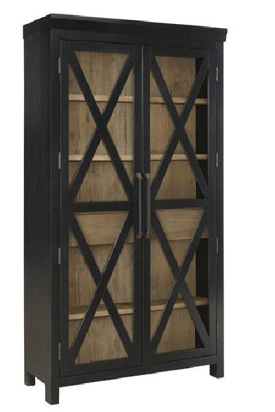 Image of Ridgester - Display Cabinet - Light Brown / Black
