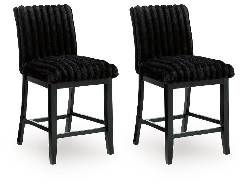 Image of Mervannie - Upholstered Barstool (Set of 2) - Black