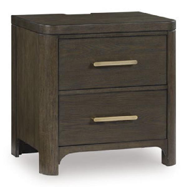Image of Radkin - Two Drawer Night Stand - Burnished Brown