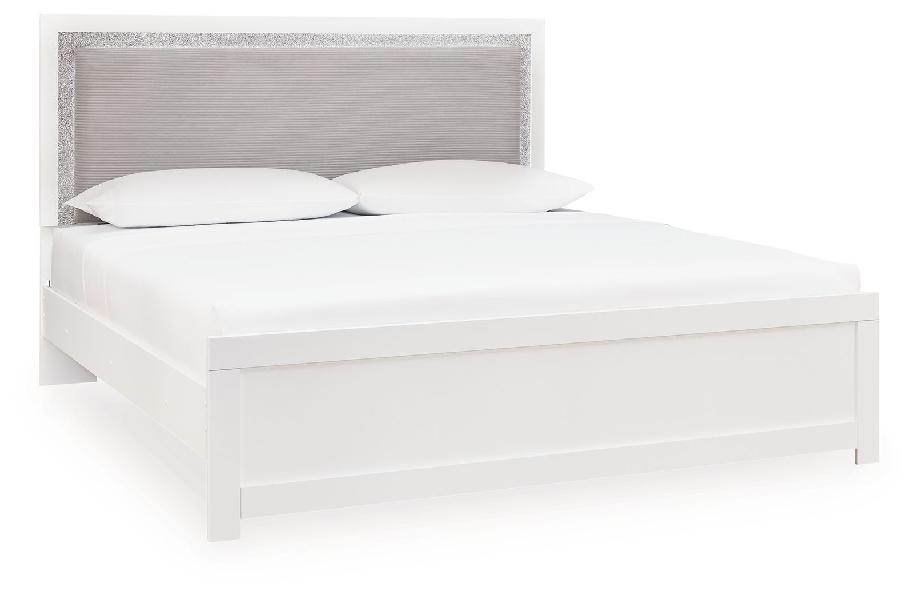 Image of Maeling - King Upholstered Panel Bed - White