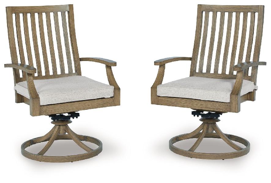 Image of Rainier Ranch - Swivel Chair With Cushion (Set of 2) - Brown / Beige