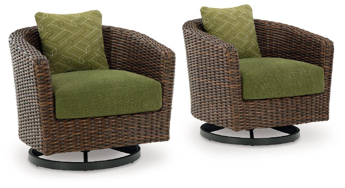 Image of Horizon Hall - Swivel Lounge With Cushion - Brown / Green