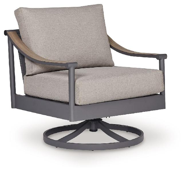 Image of Ocean Beach - Swivel Lounge With Cushion - Gray