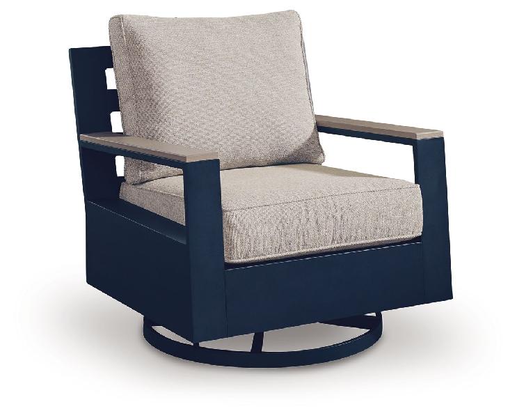 Image of East Beach - Swivel Glider Chair With Cushion - Blue