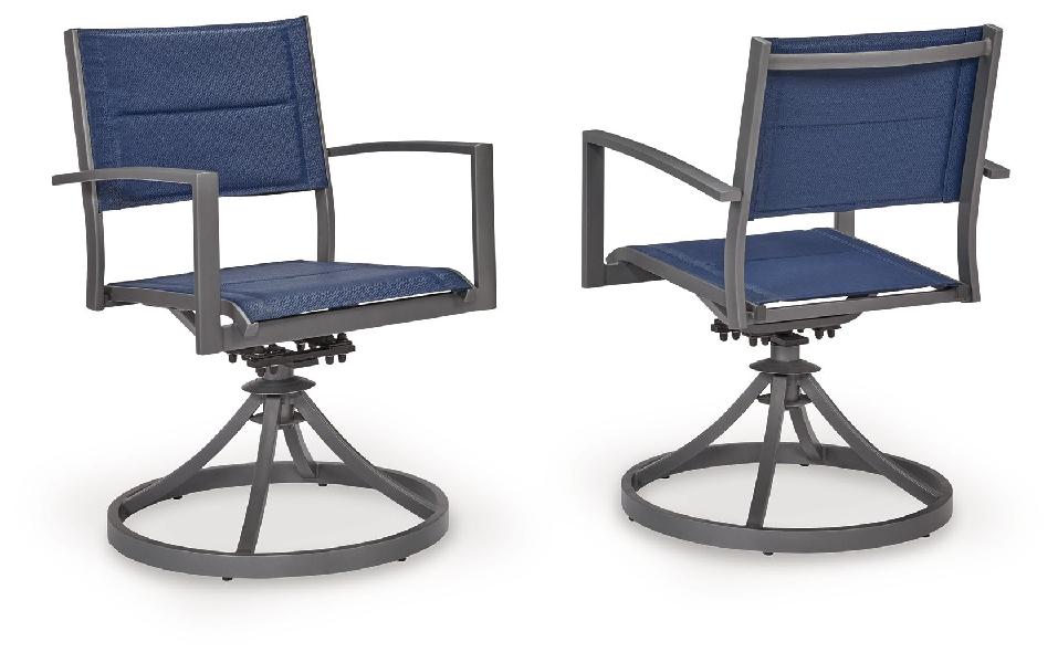Image of Rocky Creek - Sling Swivel Chair (Set of 2) - Blue / Gray