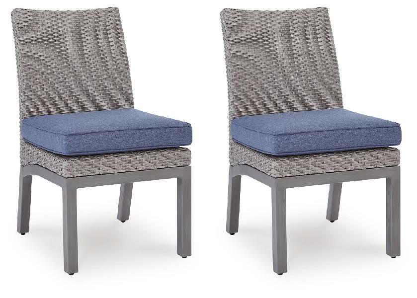 Image of Half Moon Beach - Side Chair With Cushion (Set of 2) - Blue / Gray