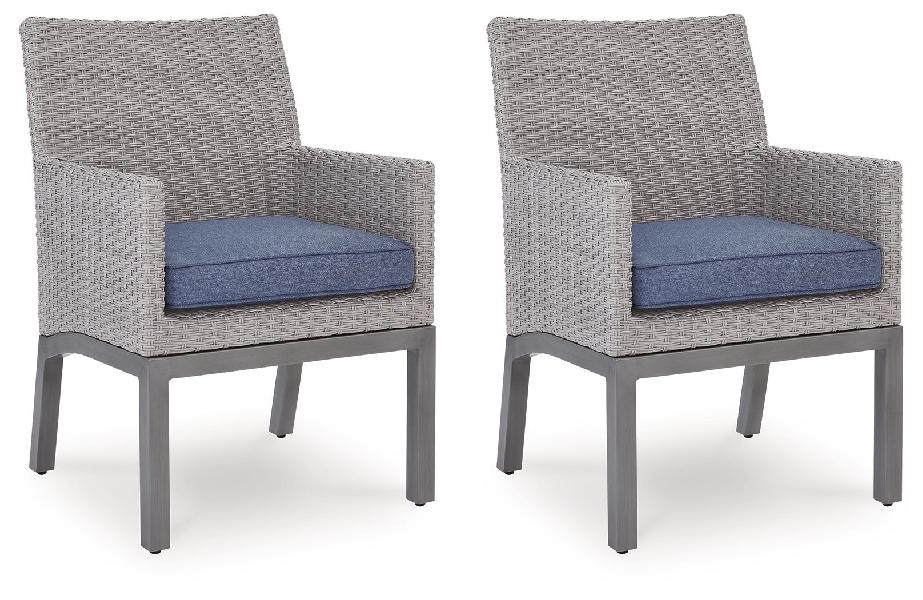 Image of Half Moon Beach - Arm Chair With Cushion (Set of 2) - Blue / Gray