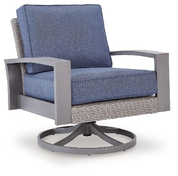 Image of Half Moon Beach - Swivel Lounge With Cushion - Blue / Gray