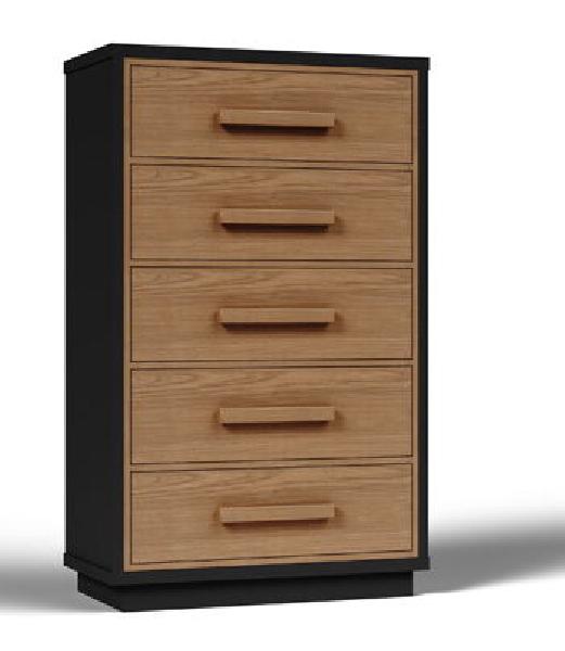 Image of Kozmour - Five Drawer Chest - Black / Brown