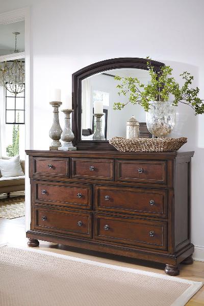 Image of Porter - Dresser, Mirror - Rustic Brown