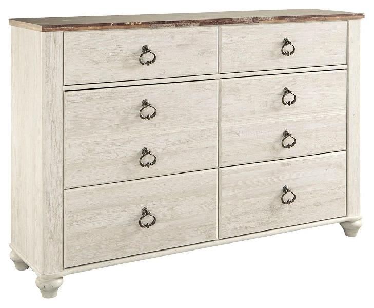 Image of Willowton - Six Drawer Dresser - Brown / Beige / White