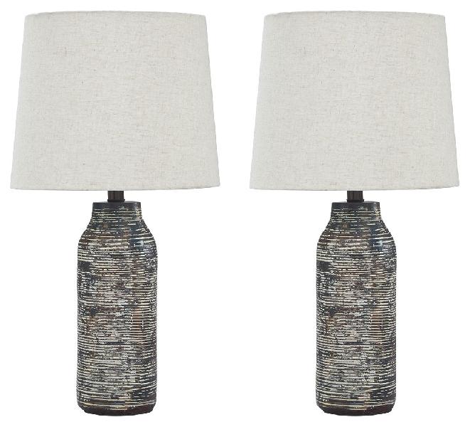 Image of Mahima - Paper Table Lamp (Set of 2) - Black / White