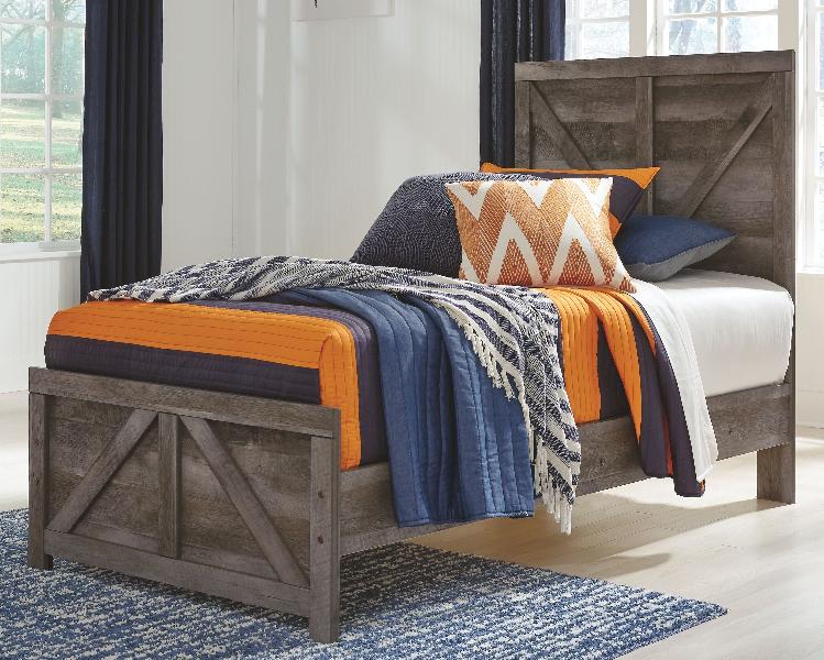Image of Wynnlow - Twin Crossbuck Panel Bed - Gray