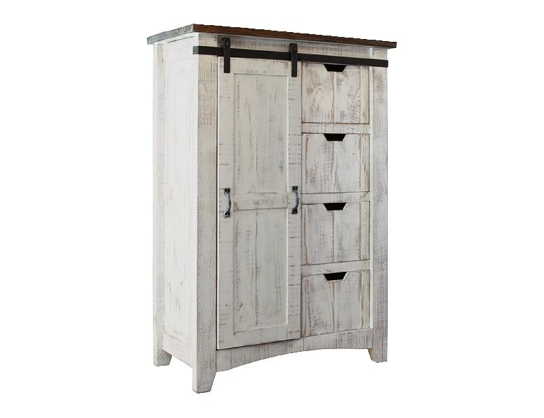 Image of Pueblo - Wood Chest - Antiqued White / Brown