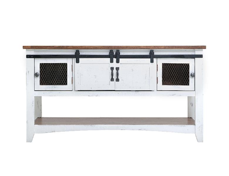 Image of Pueblo - Sofa Table - Antiqued White / Brown