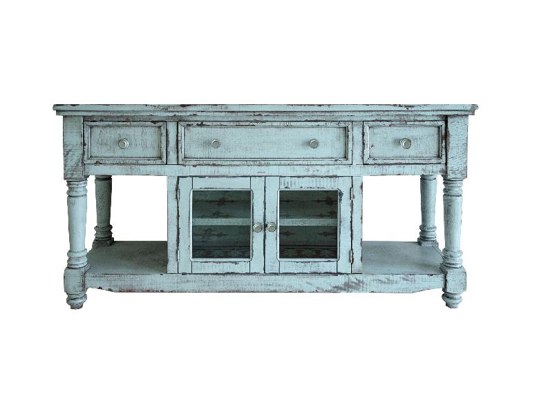 Image of Aruba - TV Stand / Console With 3 Drawers And 2 Doors - Light Blue