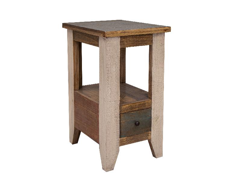 Image of Antique - Multi-Drawer Chairside Table With 1 Drawer - Multicolor