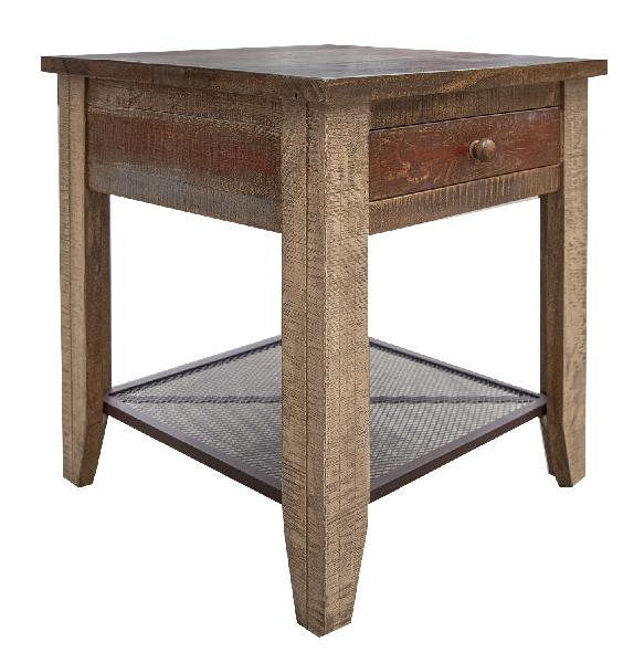 Image of Antique - End Table With 1 Drawer - Multicolor