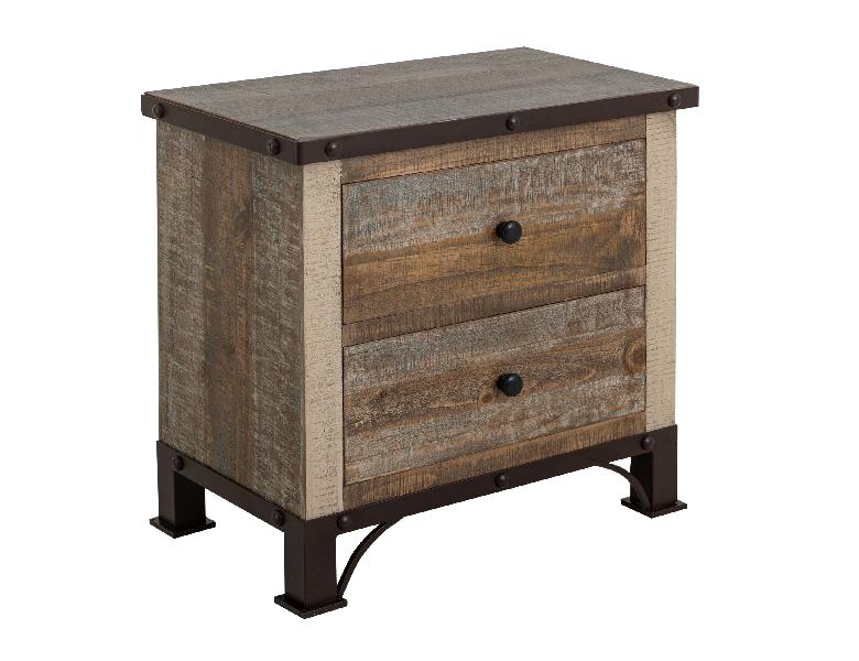 Image of Antique - 2 Drawer Nightstand - Multicolor