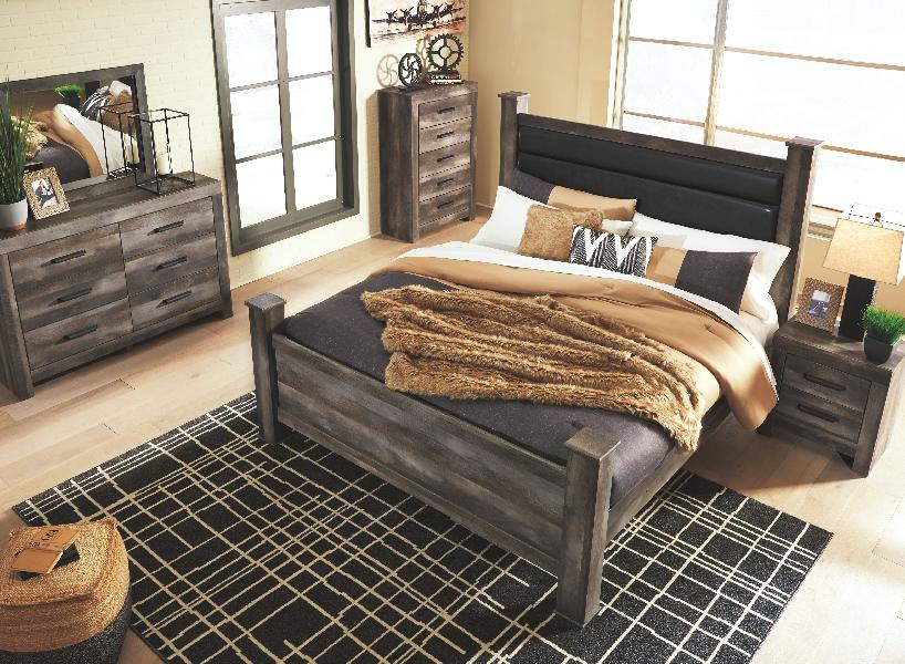 Image of Wynnlow - 6 Pc. - Dresser, Mirror, King Poster Bed - Gray