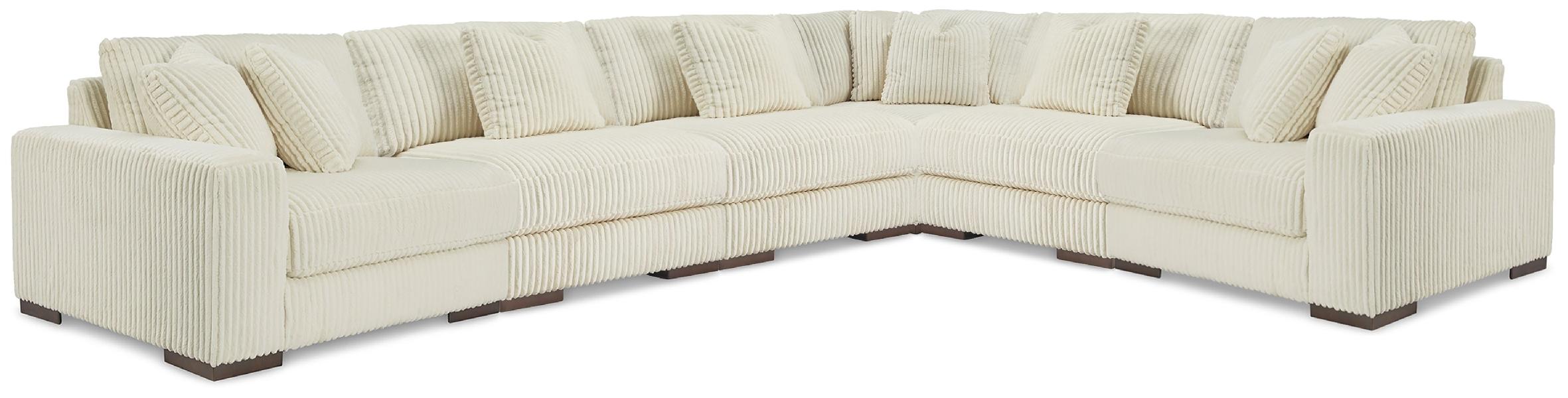 Image of Lindyn - 6-Piece Sectional With 3 Armless Chairs - Ivory