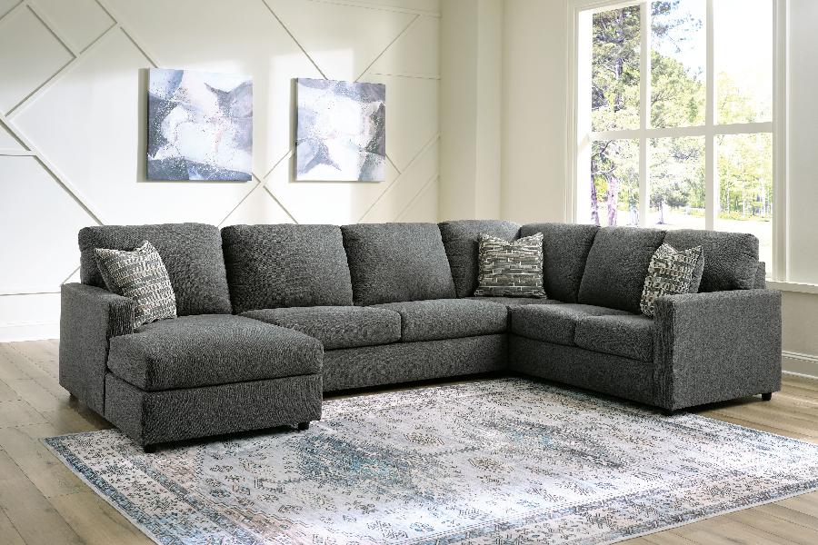 Image of Edenfield - Left Arm Facing Corner Chaise 3 Pc Sectional - Charcoal
