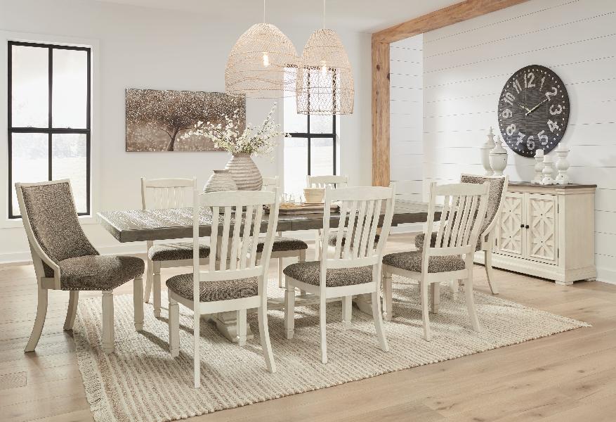 Image of Bolanburg - 11 Pc. - Dining Table, 6 Side Chairs, 2 UPH Side Chairs, Server - Brown / Beige