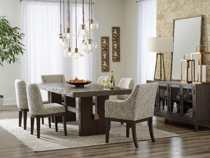 Image of Burkhaus - 8 Pc. - Dining Room Extension Table, 4 Side Chairs, 2 Arm Chairs, Server - Dark Brown