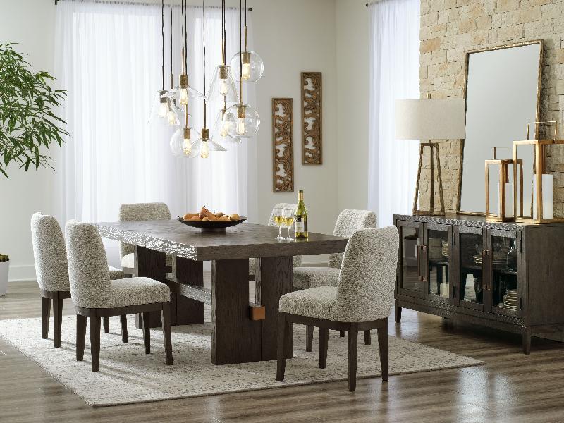 Image of Burkhaus - 8 Pc. - Dining Room Extension Table, 6 Side Chairs, Server - Dark Brown