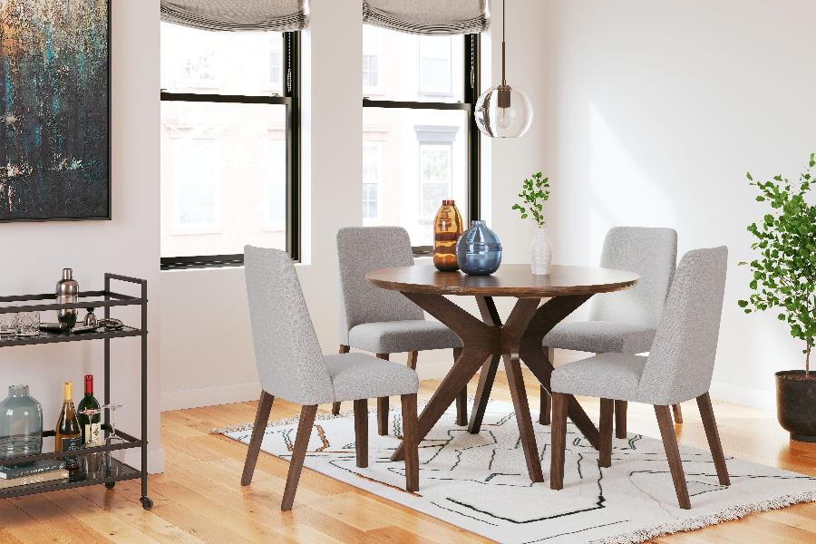 Image of Lyncott - 5 Pc. - Dining Room Table, 4 Side Chairs - Brown / Gray