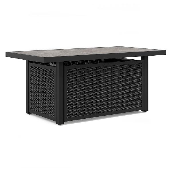 Image of Beachcroft - Rectangular Fire Pit Table - Black / Light Gray