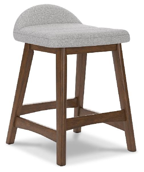 Image of Lyncott - Upholstered Barstool (Set of 2) - Light Gray / Brown