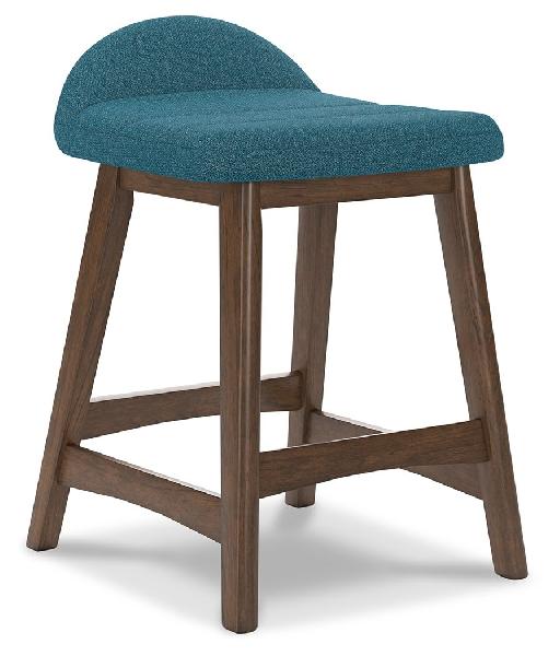 Image of Lyncott - Upholstered Barstool (Set of 2) - Blue / Brown