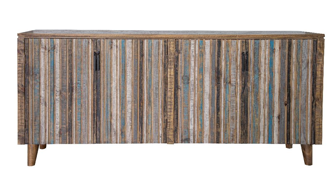 Image of Tiza - 4 Doors Console - Peanut Brown / Blue