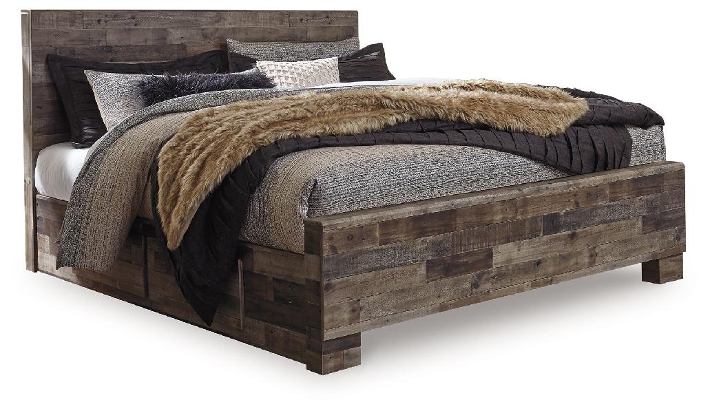 Image of Derekson - King Panel Bed With 2 Side Storage - Multi Gray