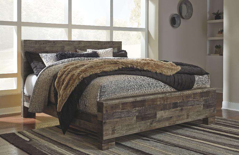 Image of Derekson - King Panel Bed - Multi Gray
