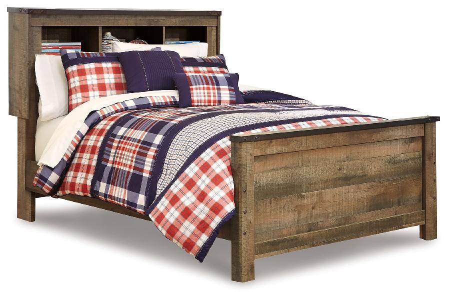 Image of Trinell - Full Bookcase Panel Bed - Brown