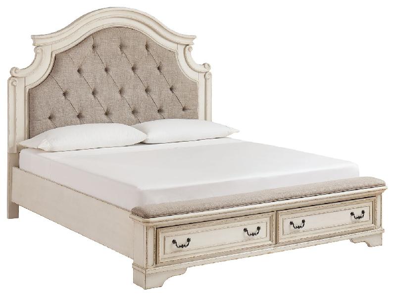 Image of Realyn - California King Upholstered Bed - White / Brown / Beige
