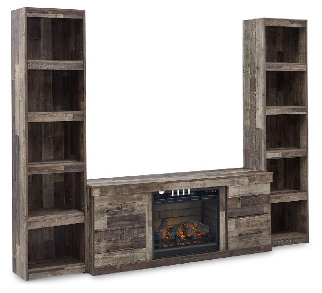 Image of Derekson - 3-Piece Entertainment Center With Electric Fireplace - Multi Gray