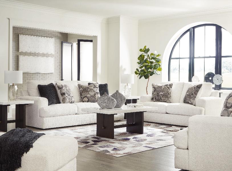 Image of Karinne - 4 Pc. - Sofa, Loveseat, Chair And A Half, Ottoman - Linen